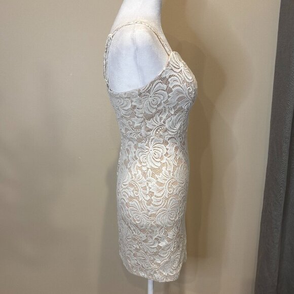 Midnight Dolls Ivory Nude Lace Mini Dress | Juniors Size 5 - Picture 3 of 8